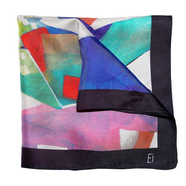 BLUE ABSTRACT-TWILL SILK POCKET SQUARE